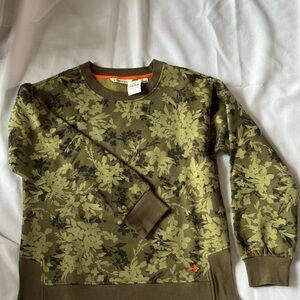 Orvis Green and Brown Floral Sweatshirt